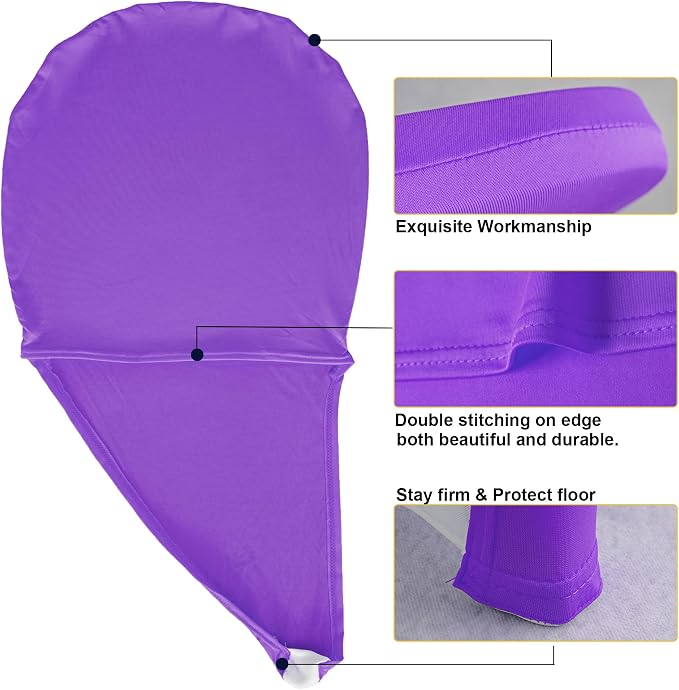 Spandex Stretch Chair Cap One Leg Covers Sashes Bands/Hood/Hat Elegant for Event Party Decor Cadbury Purple - Image 4