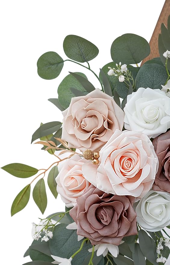 Olalaka Artificial Dusty Rose Flowers Swag Set of 2 for Wedding Welcome Signs Floral Decorations, Wedding Arch Flowers for Wedding Ceremony - Image 7