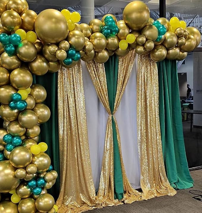Gold Sequin Backdrop Curtains Glitter Drapes 2FTx8FT 4 Panels - Image 2