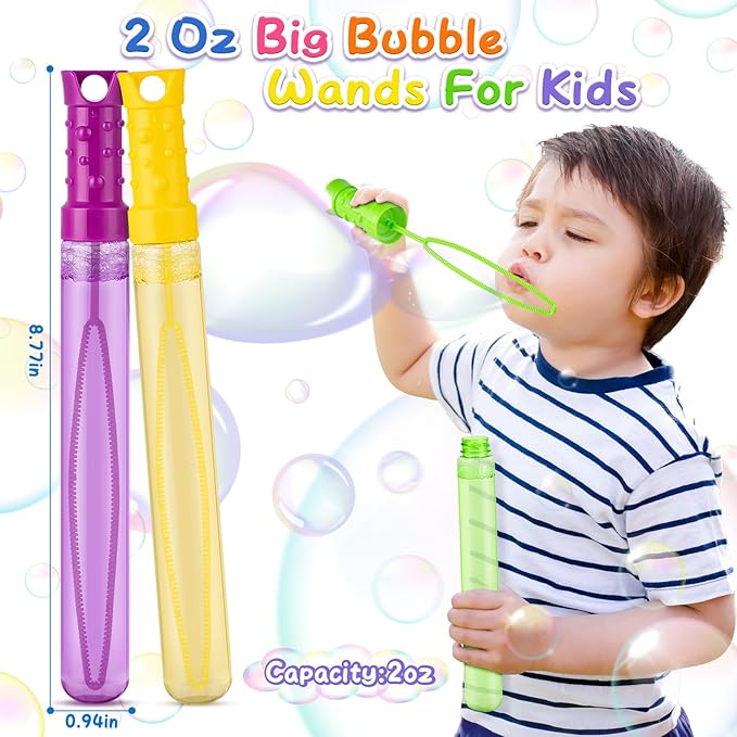 Jumlys 36 Pack Big Bubble Wands Bulk in 6 Colors, Bulk Party Favors for Kids, Ideal for Easter, Summer, Halloween, Valentine, School Classroom Prizes for Boys & Girls, Ideal Goodies Bags Stuffers