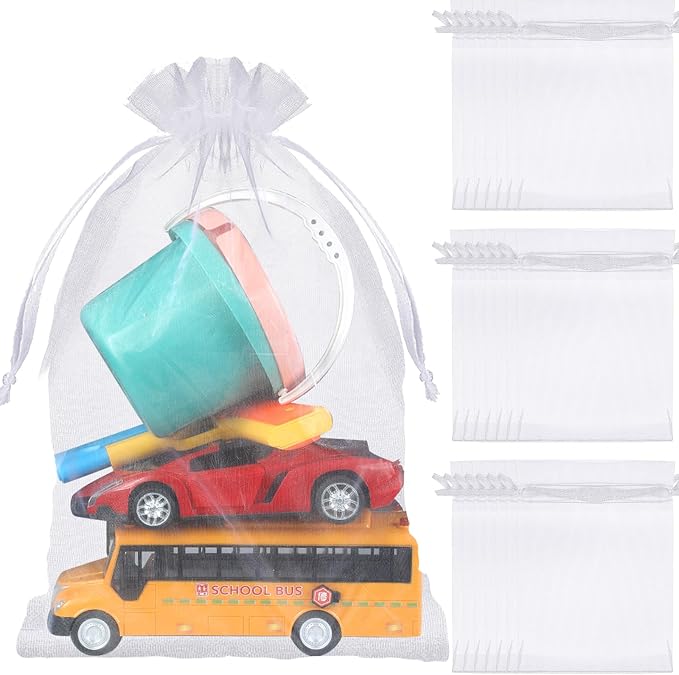 Sweetude 30 Pcs 16 x 24 Inches Extra Large Drawstring Organza Bags Mesh Gift Drawstring Pouches Mesh Jewelry Bags for Party Wedding Favor Candy Vegetables Growing Plants (White) by Sweetude