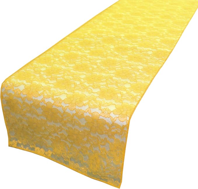 Zen Creative Designs 10 Pack Floral Lace Table Runner Sheer Lace Event Party Wedding Table Decor (12" by 144", Marigold) by ZenCreativeDesigns