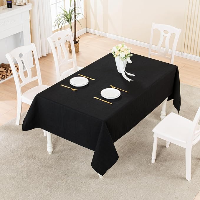 BALCONY & FALCON Rectangle Table Cloth Waterproof Graphite Black 118"x57" | Rectangular Washable Wrinkle Resistant Table Cloth Linen Fabric Tablecloths for Dining Party Kitchen Wedding and Outdoor Use - Image 5