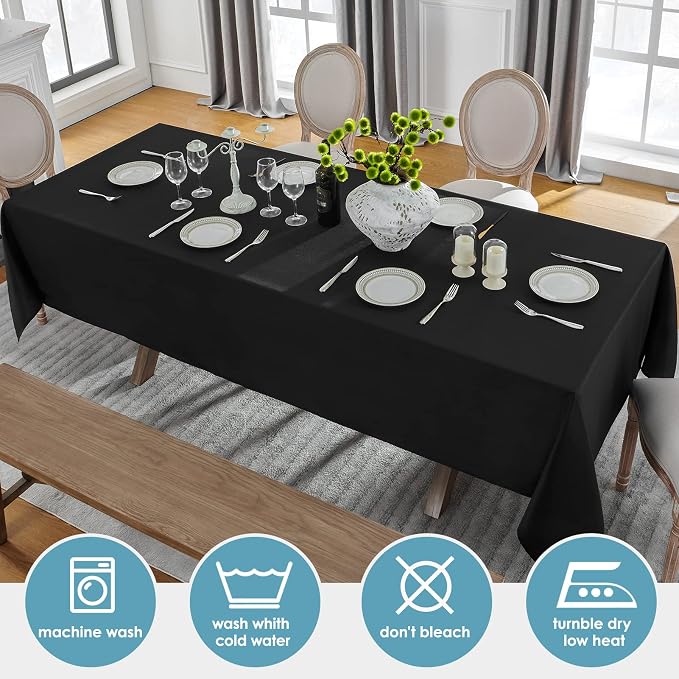 VidaFete 6 Pack 60 * 120inch Black Rectangle Tablecloth for 6ft Tables | Stain & Wrinkle Resistant Rectangular Table Cloth for Kitchen Dining Wedding Banquet Decoration, Polyester Fabric - Image 4