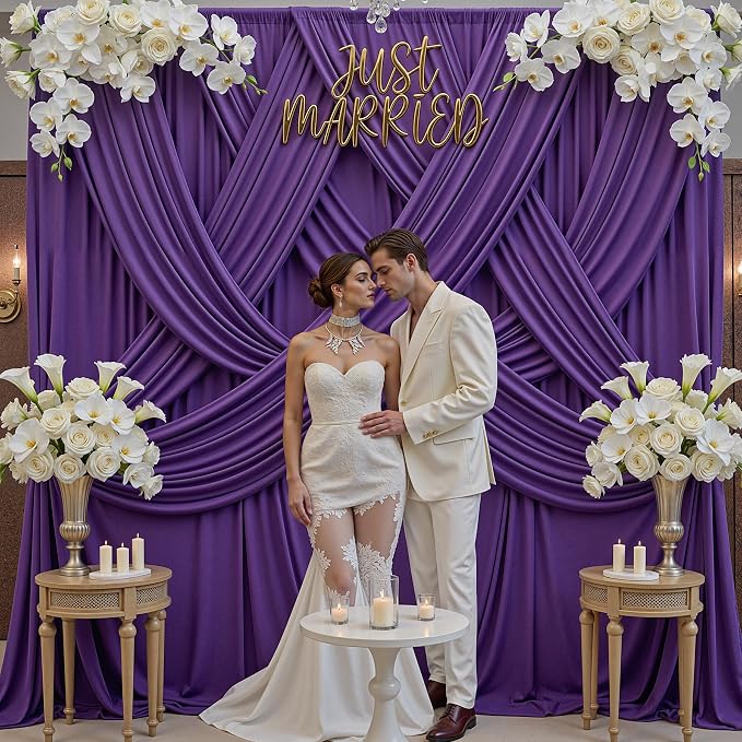 40x10ft Purple Backdrop Curtains for Parties, 8 Panels 5x10ft Wrinkle-Free Polyester Background Curtains for Wedding, Birthday, Baby Shower,Graduation, Decorations - Image 4