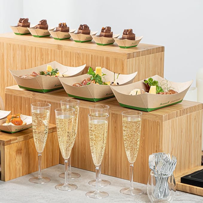 Restaurantware Paper Boats 200 Pack of 1 lb Greaseproof Disposable Bamboo Food Boats Sustainable Serving Trays Leak-Resistant Kraft Paper Brown For Appetizer And Portion Serving - Image 4