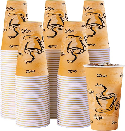 Lamosi 180 Pack 16 oz Coffee Cups, Disposable Paper Cups No Lids | Leakproof Thick Insulated Printed Hot Cups for Tea, Iced Drinks and Water, Cafe, Travel and Party Use by BuyNow