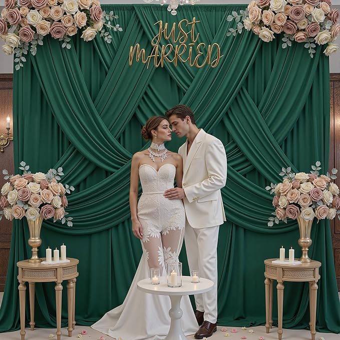 40x10ft Hunter Green Backdrop Curtains for Parties, 8 Panels 5x10ft Wrinkle-Free Polyester Background Curtains for Wedding, Birthday, Baby Shower,Graduation, Decorations - Image 6