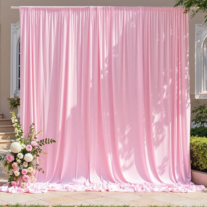 30ft x 8ft Wrinkle Free Pink Backdrop Curtain for Parties, 6 Panels 5×8ft Silky Polyester Light Pink Photo Backdrop Drapes Back Drop Cloth for Girl Party Birthday Wedding Gender Reveal Photography - Image 8