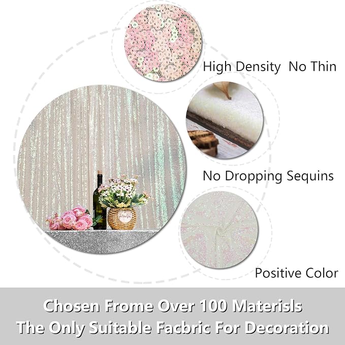 Iridescent Sequin Backdrop Curtains 4 Panels 2FTx8FT - Image 2