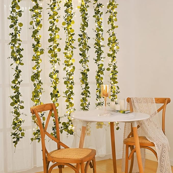 Dolicer 2 Packs 6FT Artificial Eucalyptus Garland Faux Greenery Garland | Fake Vines Hanging Silver Dollar Eucalyptus Leaves for Wedding Backdrop Arch Table Wall Party Home Decor - Image 6