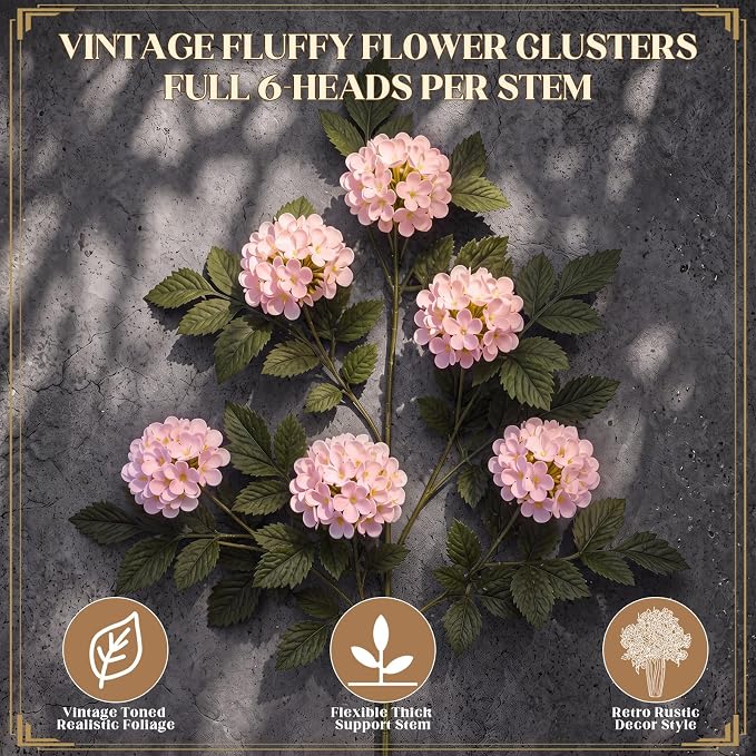 10 Pcs 27.5 Inch Hydrangea Artificial Flower Stem for Vase,Pink | 6-head Long Stem Fake Flowers Bouquets, Faux Silk Vintage Flower Decor, for Home Wedding Tall Vase Centerpieces Outdoor Decor - Image 3