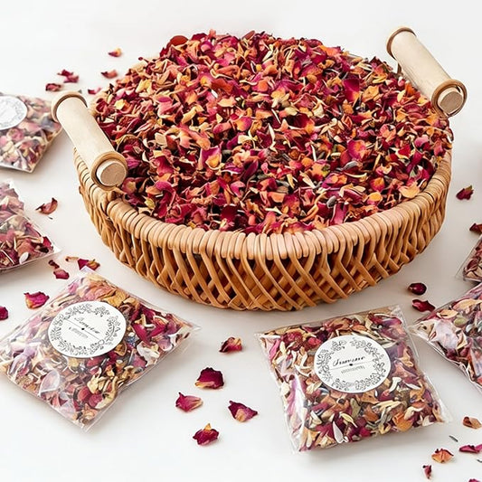 Sukh 8Packs Dried Flower Petals - Biodegradable Wedding Confetti,Natural Real Dried Flower Rose Petal Wedding Confetti for DIY Spa Bath Salts,Soap Making,Candle,Resin Jewelry Crafts,Party Decoration