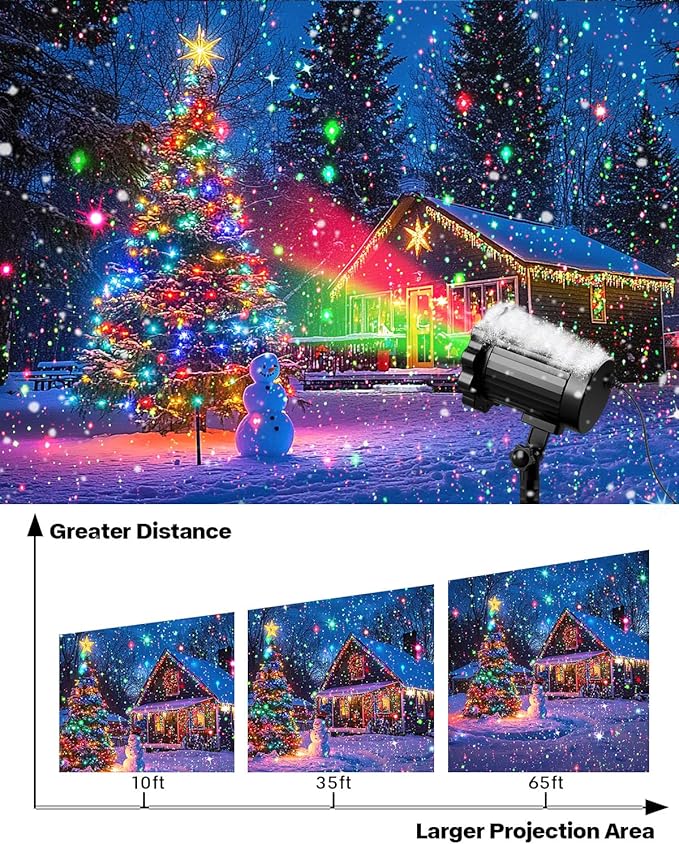 Laser Christmas Projector Lights Outdoor, 2025 Upgraded Christmas Laser Lights Landscape Spotlight Red and Green Star Show with Remote Control, Holiday Projector Decorations for House/Garden/Party