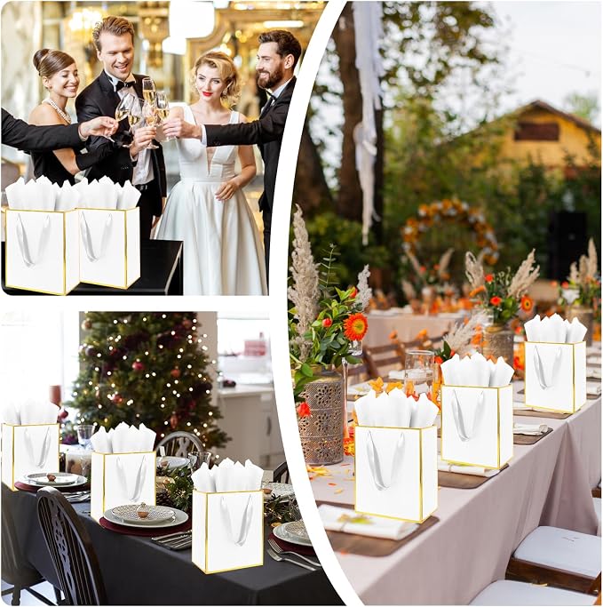 Addblu 50 Pack Bulk Luxury Gift Bags with Handles & 50 Tissue Papers | Medium Size 9x7x3.15 Inches for Wedding, Birthday, Baby Shower, Party Favors, Christmas & Holidays - Image 3