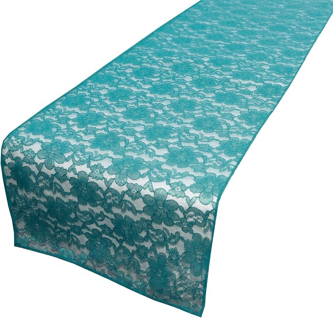Zen Creative Designs 10 Pack Floral Lace Table Runner Sheer Lace Event Party Wedding Table Decor (12" by 72", Teal) by ZenCreativeDesigns