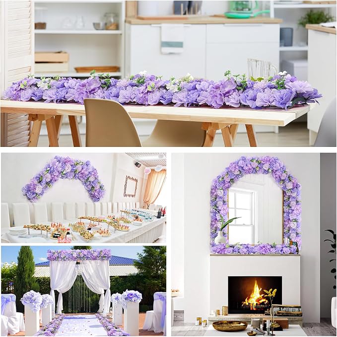 Wedding Arch Flowers 6-Pack Purple Artificial Floral Panel | Mixed realistic flowers, flexible styling, easy DIY setup, reusable and low-maintenance for weddings, parties and home décor. - Image 2