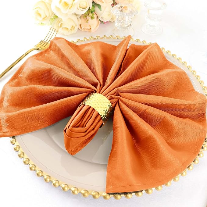 Efavormart Premium Cloth Napkins Set of 10, 20x20 Inch Orange Seamless Dinner Napkins, Washable Linen Table Napkin Cloth with Hemmed Edges for Weddings, Party and Banquet - Image 2