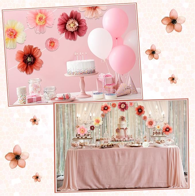 Crowye 12 Pcs Large Tissue Paper Flower Decor,20'' 31.5'',Vintage Color | Giant Craft Crepe Paper Flower, Colorful, for Wall Decorations Backdrop Mexican Wedding Birthday Carnival School Party - Image 7