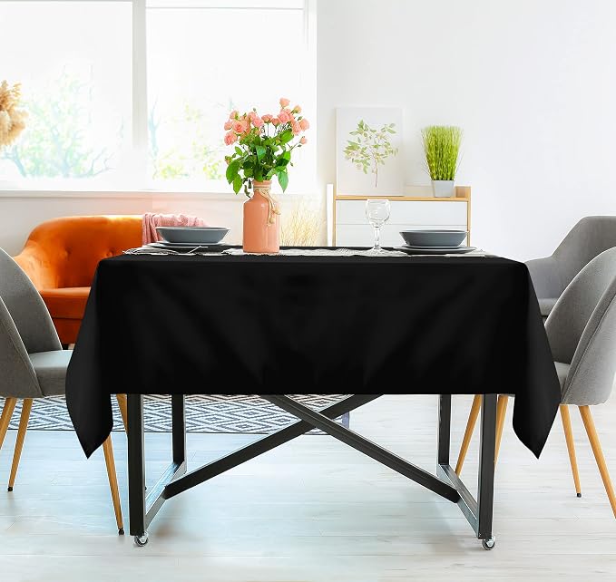 Utopia Kitchen Rectangle Table Cloth 2 Pack [60x60 Inches, Black] | Tablecloth Machine Washable, Polyester Table Cover for Dining, Buffet Parties, Picnics, Events, Weddings and Restaurants - Image 5