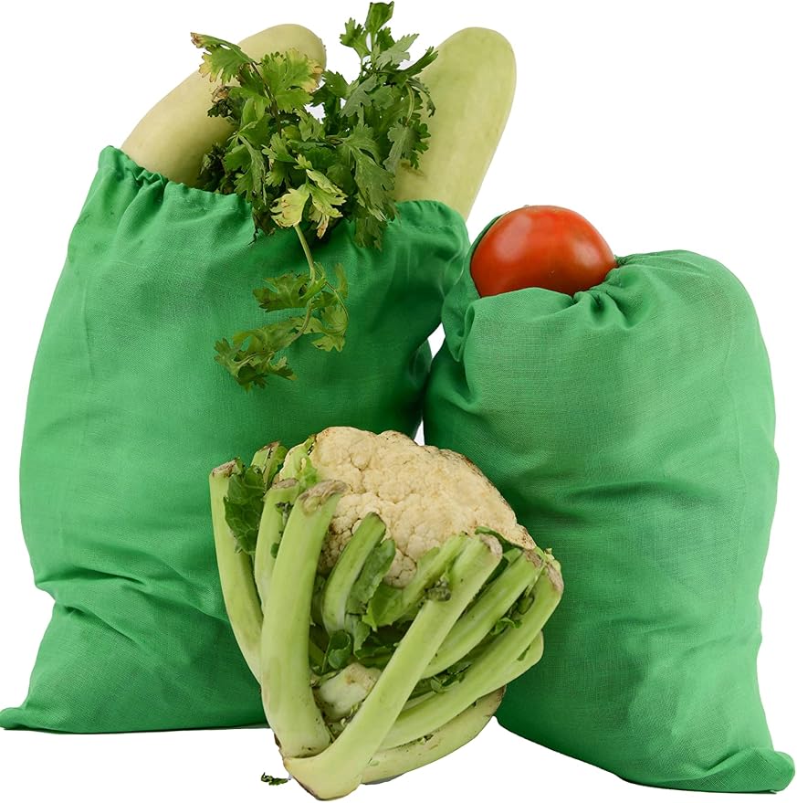 (6x10 inches) Green Cotton Bags, Reusable And Biodegradable Produce Muslin Drawstring Bags Available in Different Sizes (Pack Of 100) - Image 6