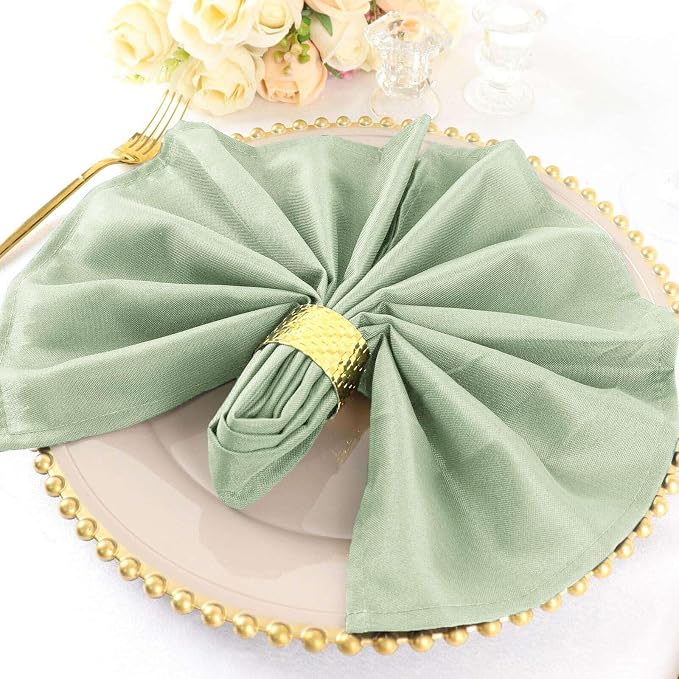 Tableclothsfactory Premium 100 Pack | Sage Green Polyester Linen Dinner Cloth Napkins, Reusable Linen | 20"x20" | Washable for Party & Decorations - Image 2