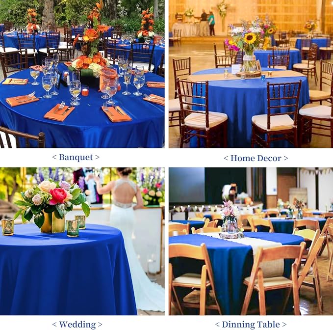 Pesonlook 12 Pack Royal Blue Round Tablecloth 90 Inch Circular Tablecloth | Reusable Washable Polyester Fabric Round Table Cover Royal Blue Tablecloth for Wedding/Party/Banquet - Image 6
