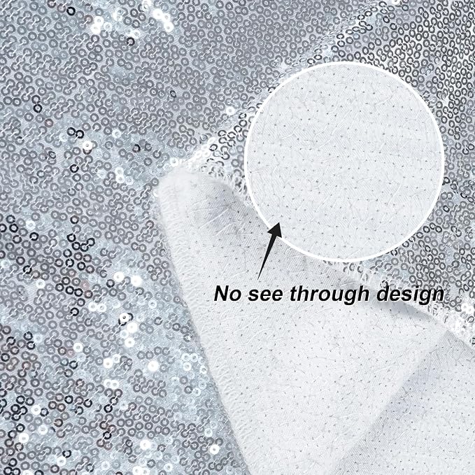 Silver Sequin Backdrop Curtains, Silver Backdrop 6ftx6ft Glitter Photo Backdrop Curtain for Party Decoration Thickened Sparkle Photoshoot Background NO See-Through - Image 4