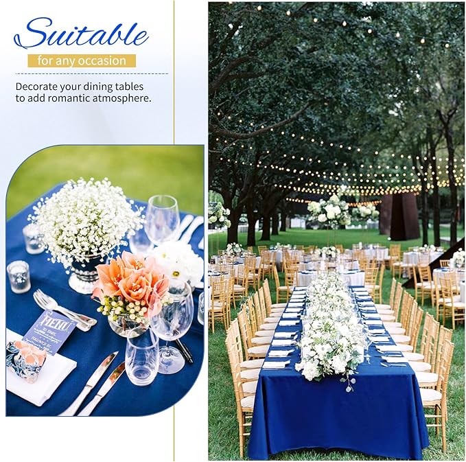 Showgeous 4 Pack Royal Blue Polyester 60x126 Inch Tablecloths | Soft polyester, wrinkle resistant, fade resistant, smooth finish, fine stitching, folded hems, reusable, machine washable - Image 6