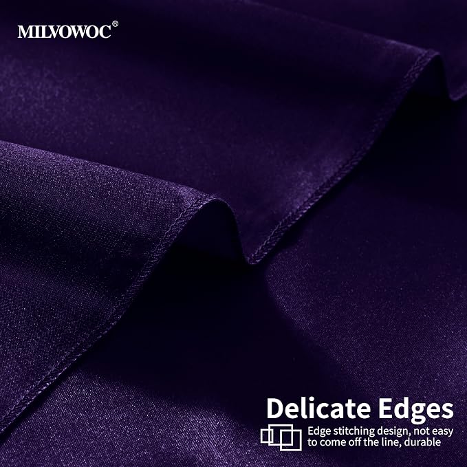 MILVOWOC 72 Pack Square Purple Satin Napkins 20 x 20 Inch | Soft Silk Dinner Napkins, Smooth Decorative Table Napkins, Washable & Reusable, For Weddings Dinner Restaurant Party - Image 6