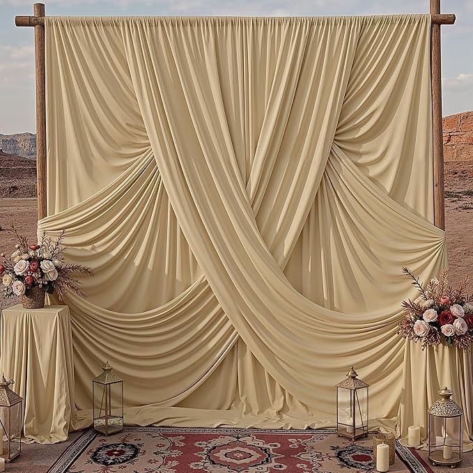 20x10ft Champagne Backdrop Curtains for Parties, 4 Panels 5x10ft Wrinkle-Free Polyester Background Curtains for Wedding, Birthday, Baby Shower,Graduation, Decorations by Gogoparti