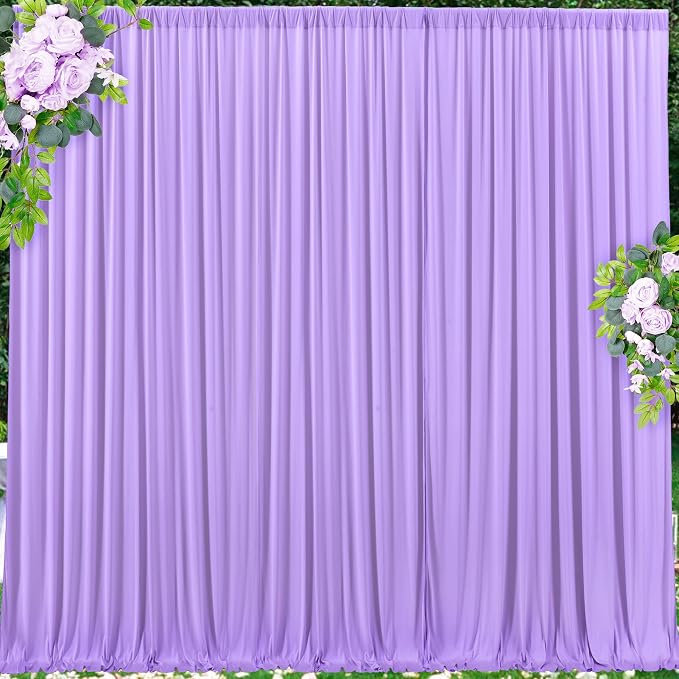 10x10ft Lavender Backdrop Curtains for Parties, 2 Panels 5x10ft Wrinkle-Free Polyester Background Curtains for Wedding, Birthday, Baby Shower,Graduation, Decorations - Image 4