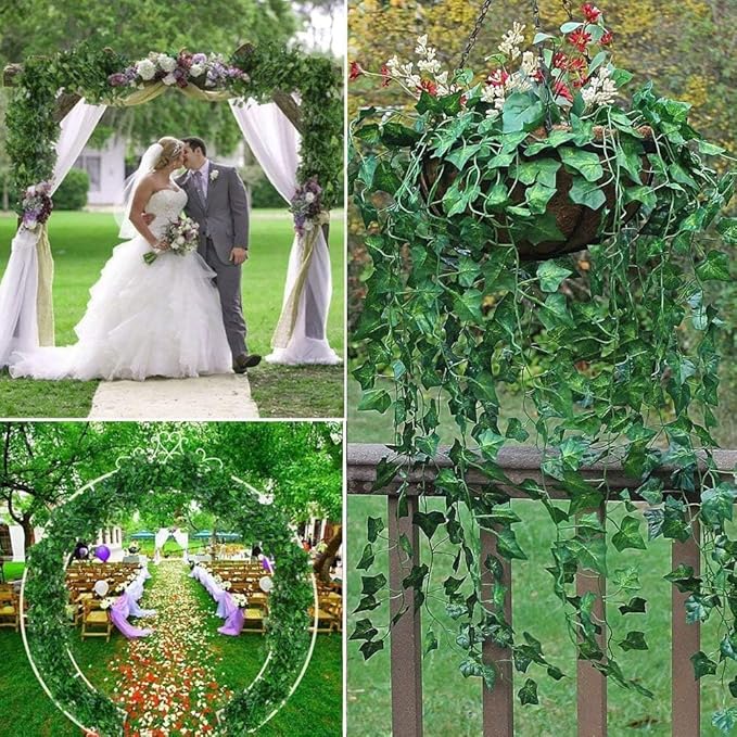 Comtelek Fake Vines for Room Decor 96PCS Artificial Ivy Garland with Clip 672FT Green Flowers Hanging Plants Faux Greenery Leaves Bedroom Aesthetic Decor for Home Garden Wall Wedding - Image 4