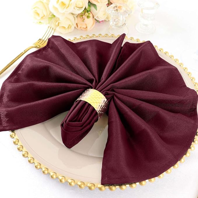 Tableclothsfactory Premium 100 Pack | Burgundy Seamless Cloth Dinner Napkins, Reusable Linen | 20"x20" for Party & Decorations - Image 6