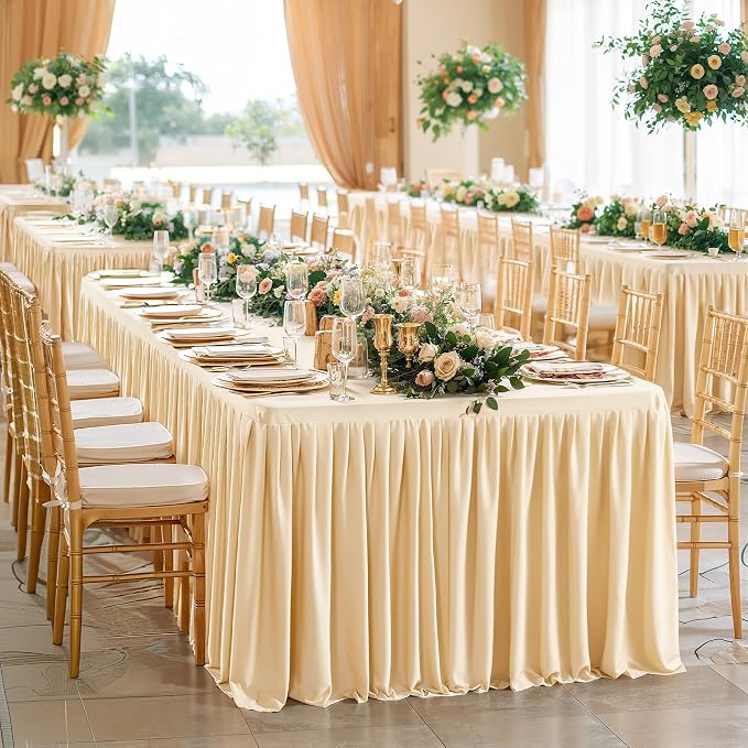 Shillance 2 Pack Champagne Table Clothes for 4 Foot Rectangle Tables, Premium Polyester Rectangle Tablecloth Wrinkle Resistant Washable Table Cover for Wedding, Party, Dining,Banquet,Buffet Tables - Image 6