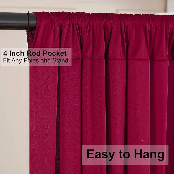 40ft×10ft Wrinkle Free Burgundy Backdrop Curtain for Parties, 8 Panels 5×10ft Soft Silky Polyester Wine Red Photo Backdrop Drapes for Wedding Birthday Christmas Photography Back Drop Cloth - Image 5
