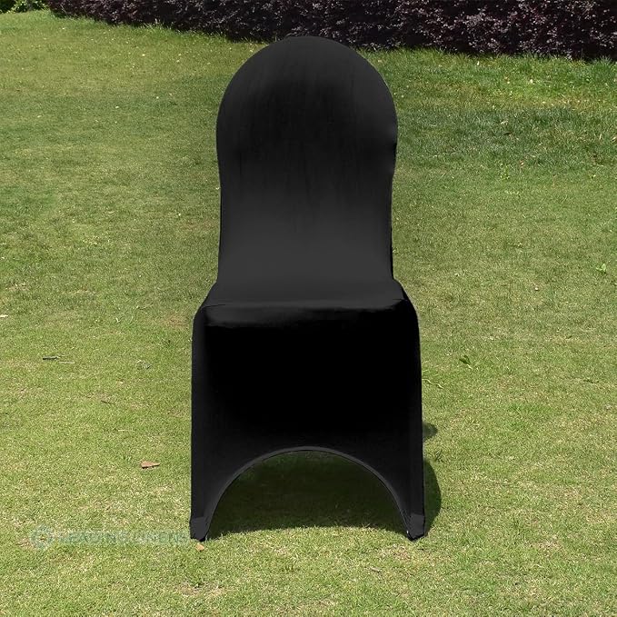 Leading Linens 150 pcs Black Spandex Banquet Chair Covers | Stretch, fitted spandex chair covers, perfect for weddings, receptions, banquets, & parties. Washable & reusable. - Image 3