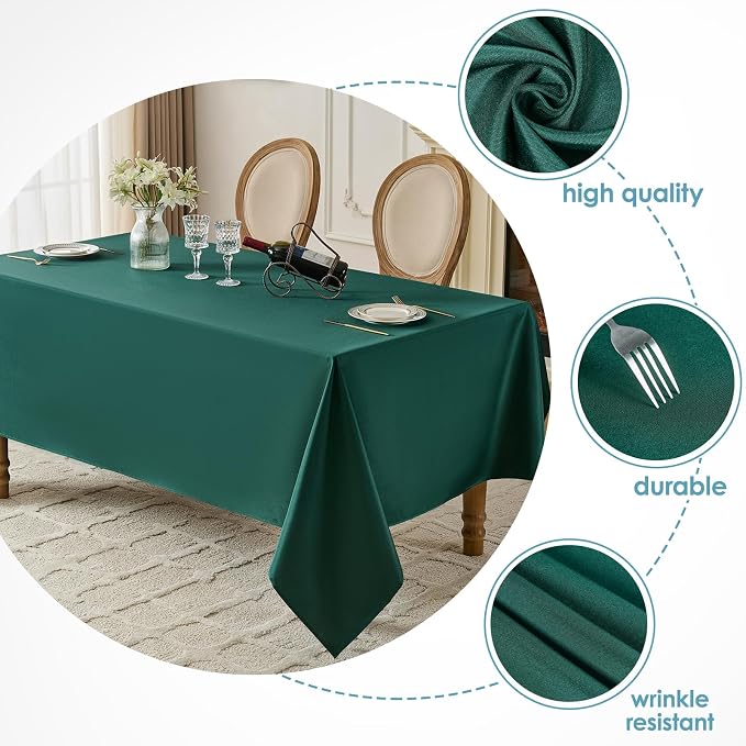 VidaFete 10 Pack 90 * 132inch Green Rectangle Tablecloth for 6ft Tables | Stain & Wrinkle Resistant Polyester Rectangular Table Cloth for Kitchen Dining Wedding Banquet Decoration - Image 3