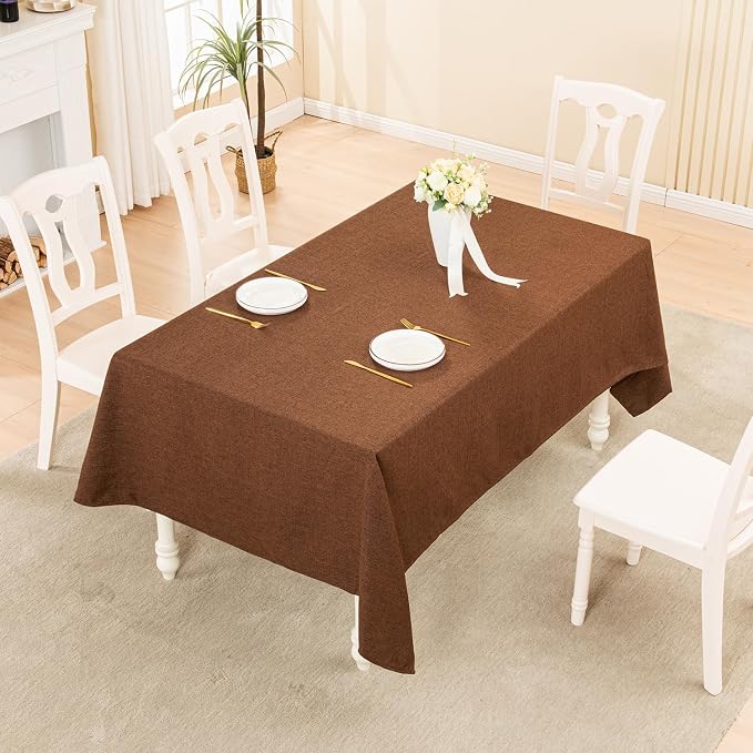 BALCONY & FALCON Rectangle Table Cloth Waterproof Brown 70"x55" | Rectangular Washable Wrinkle Resistant Table Cloth Linen Fabric Tablecloths for Dining Party Kitchen Wedding and Outdoor Use - Image 5