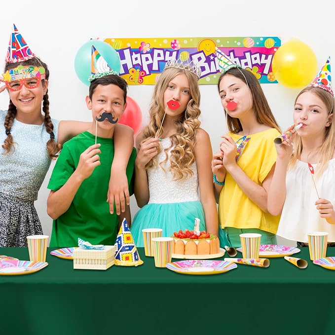 CXPSINC 54 Inch X 100 Feet Plastic Table Cover Roll Disposable Tablecloth with Slide Cutter for All Type/Shape Tables | Party, Banquet, Birthdays, Weddings(Green, 100 Feet) - Image 5