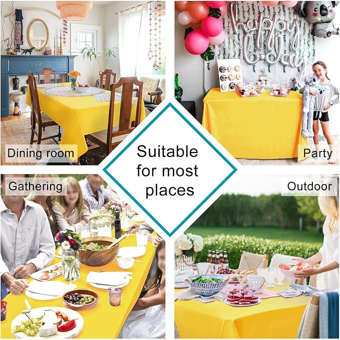 Hiasan 2 Pieces Yellow Rectangle Tablecloth, 54 x 120 Inch | Spillproof, Waterproof, Wrinkle Resistant, Washable Table Cloth for Dining Room/Kitchen/Camping/Spring/Party/Outdoor Picnic - Image 2