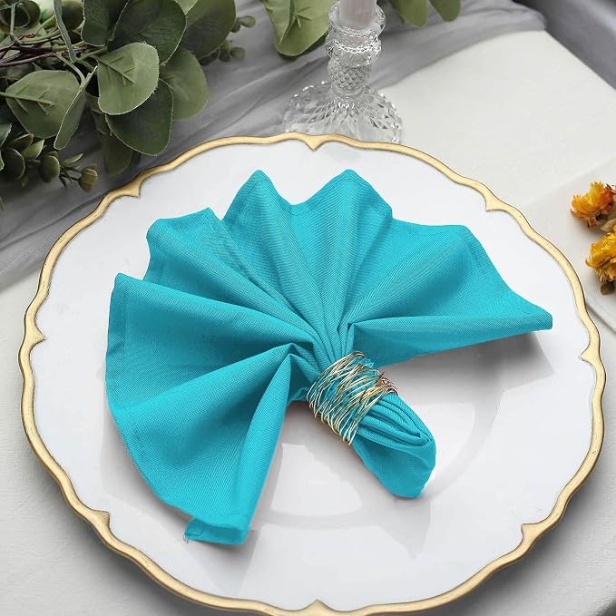Efavormart Premium Cloth Napkins Set of 50, 17x17 Inch Turquoise Seamless Dinner Napkins, Washable Linen Table Napkin Cloth with Hemmed Edges for Weddings, Party and Banquet - Image 2