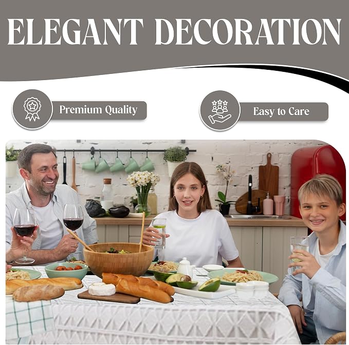 Majestic Giftware Polyester Tablecloths for Rectangle Tables - White Lace | (70/180) - TC1726UL Diamond-Unlined Design Dining Table Cover | Decorative Washable Tablecloth for Home, Kitchen, Dining - Image 3