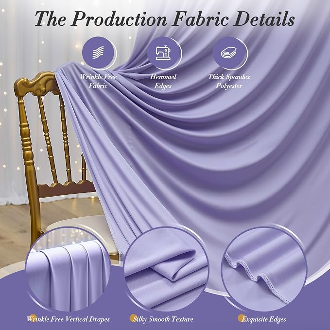 20 ft x 10 ft Wrinkle Free Lavender Backdrop Curtain for Parties, Polyester Light Purple Photo Backdrop Drapes 4 Panels 5x10ft for Baby Shower Photoshoot Wedding Birthday Party Photography Curtains - Image 7