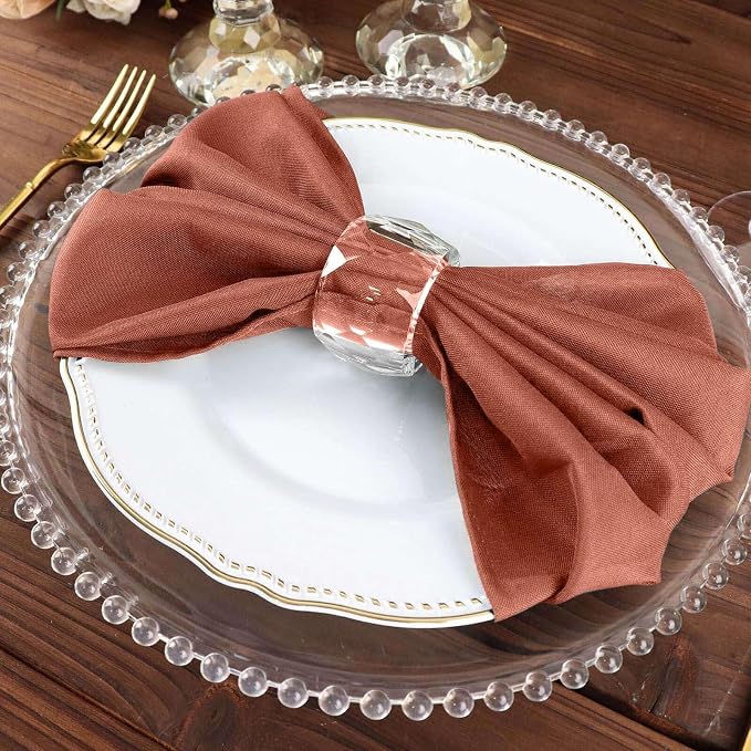 Efavormart Premium Cloth Napkins Set of 50, 20x20 Inch Terracotta Seamless Dinner Napkins, Washable Linen Table Napkin Cloth with Hemmed Edges for Weddings, Party and Banquet - Image 6