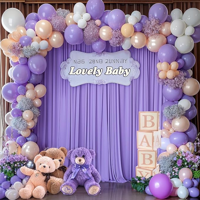 Lavender Backdrop Curtain 40 x 10ft for Photo Background Wrinkle Free Drape | Soft Polyester Fabric,Natural Drape,Top Rod Pocket,Washable & Reusable,For Wedding Birthday Party Decor,4ft x 10ft 10 Panels - Image 9