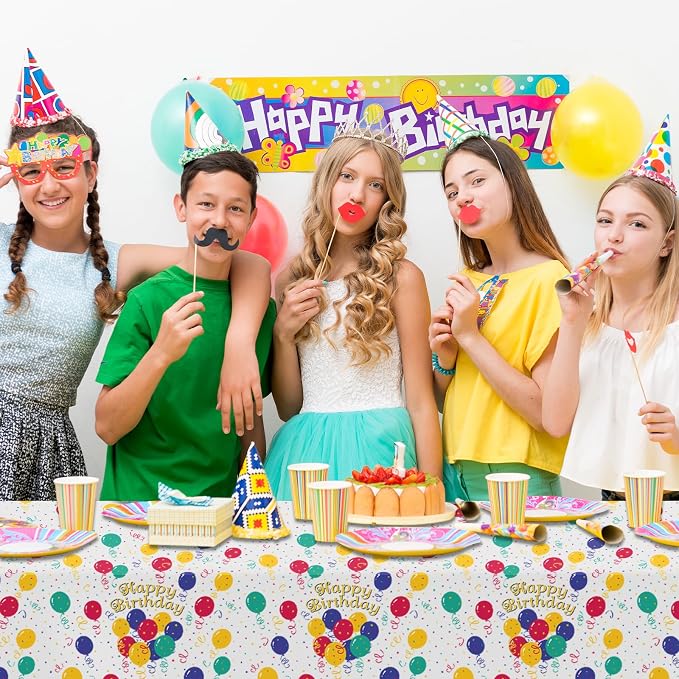 CXPSINC 54 Inch X 100 Feet Plastic Table Cover Roll Disposable Tablecloth with Slide Cutter for All Type/Shape Tables | Party, Banquet, Birthdays, Weddings(Balloon, 100 Feet) - Image 5