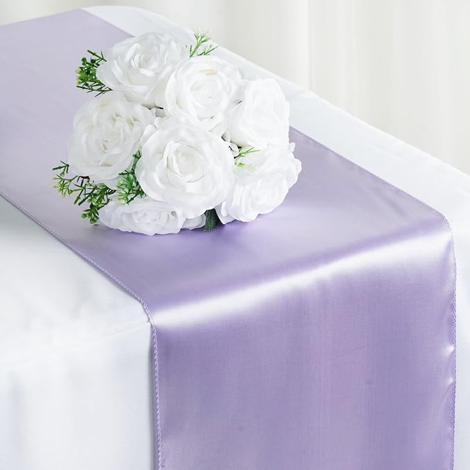 Balsa Circle 6 pcs 12 x 108 inch Lavender Satin Table Runners Wedding Table Top Party Supplies Reception Linens Decorations - Image 2