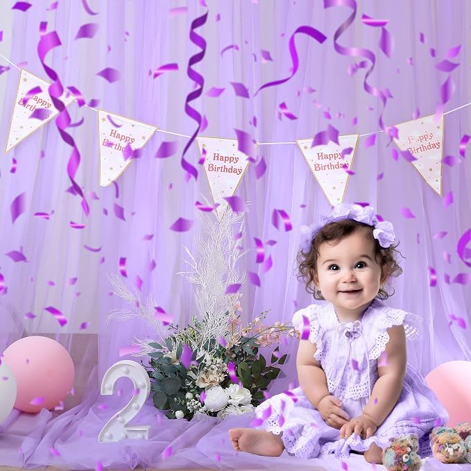 Lavender Tulle Backdrop Curtains for Parties Baby Shower Birthday Wedding 10ft X 10ft Sheer Backdrop Curtains for Butterfly Elephant Memaid Photoshoot Decorations 2 Panels 5ft x 10ft - Image 4