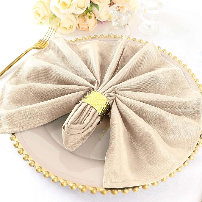 Tableclothsfactory Premium Pack of 100 Premium Nude 20" x 20" Washable Polyester Napkins Great for Wedding Party Restaurant Dinner Parties for Party & Decorations - Image 2